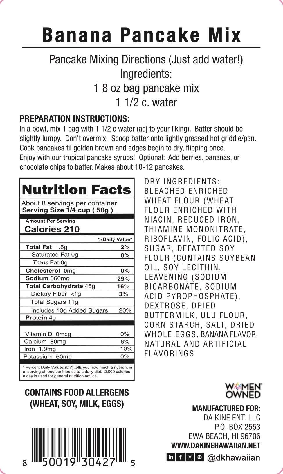 Da Kine Hawaiian Buttermilk Pancake Mix